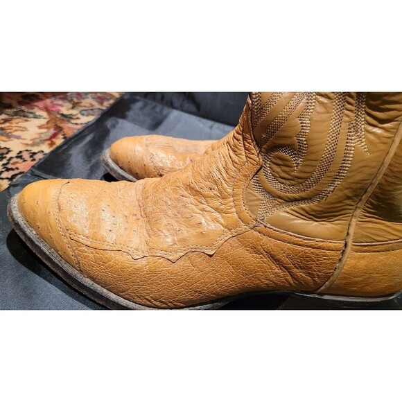 Vintage Tony Lama Light Brown Ostrich Quill Leather Cowboy Boots 8.5 D - Picture 4 of 11